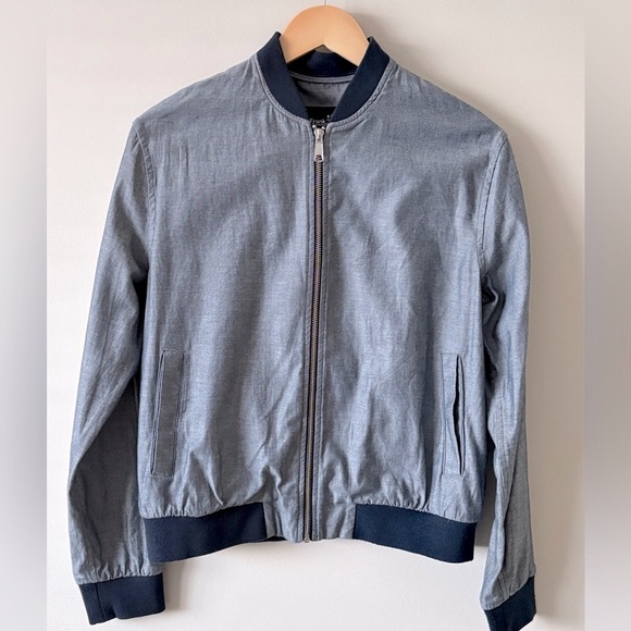 Frank + Oak Classic Bomber Jacket – Chambray Blue (Small) - Picture 1 of 4